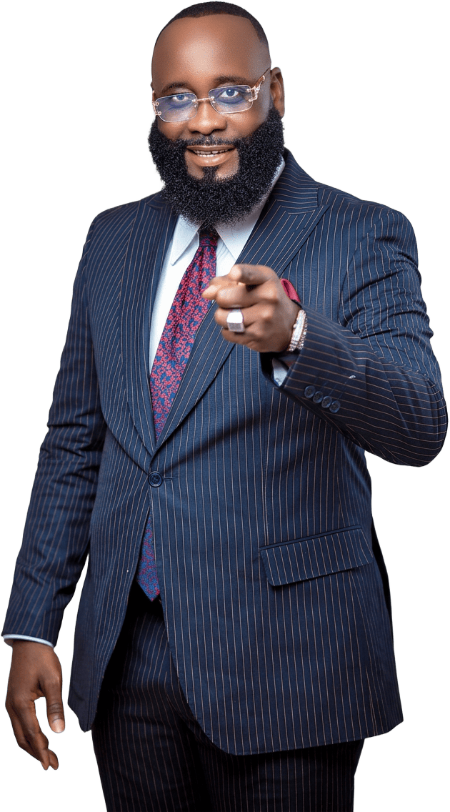 Apostle BB Frederick standing and pointing